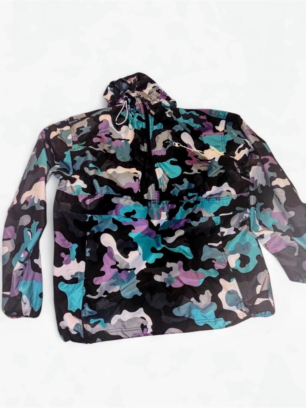 Champion Teal Purple Black Camo Anorak Jacket